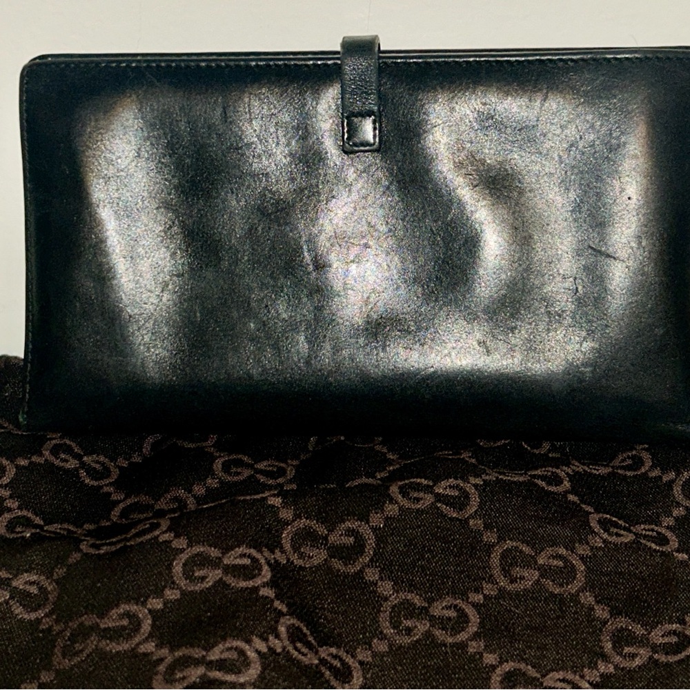 Vintage Gucci Black Leather Long Bifold Flap Wallet.  Clean Corners! - Picture 3 of 10